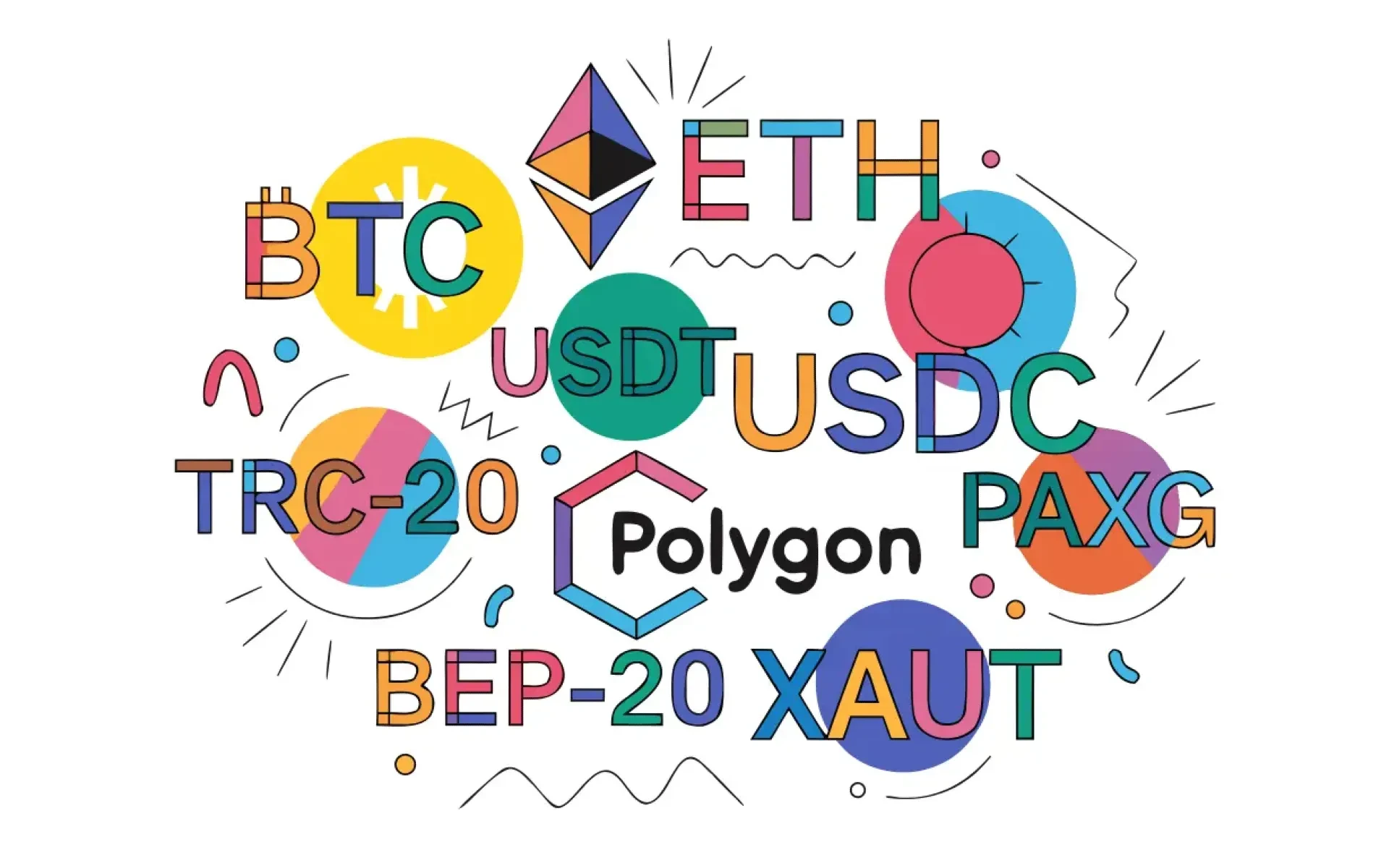 Phân Biệt BTC, ETH, USDT, USDC, PAXG, XAUT &  Mạng Lưới TRC-20, BEP-20